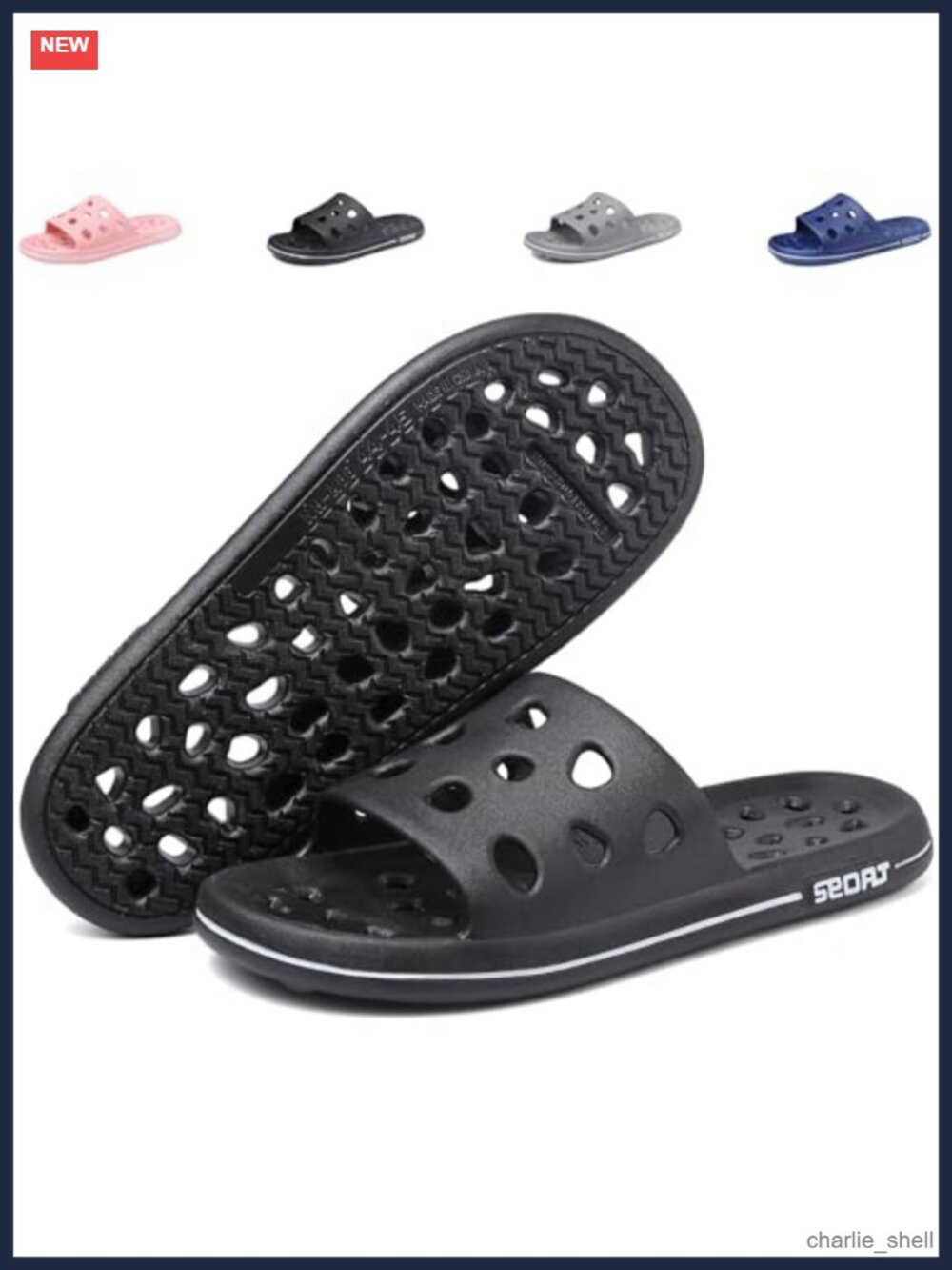 Quick Drying EVA Shower Sandals Drain Holes Anti Slip Arch Support Slip On
